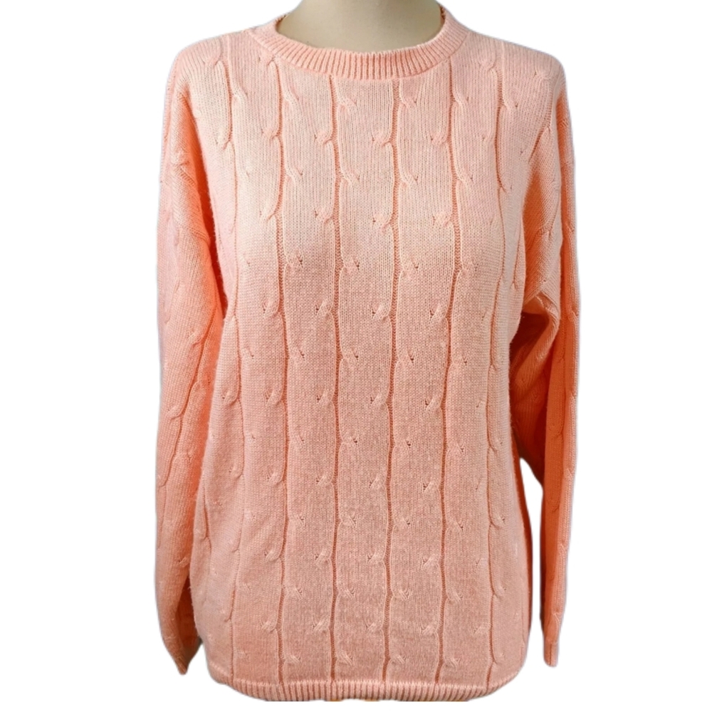 Vintage 80s Diane Von Furstenberg Sz L Peach Academia Old Money Knit‎